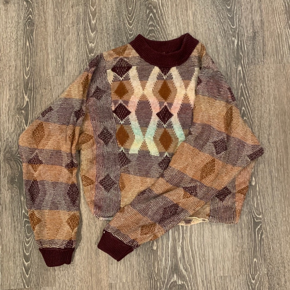 Free People Patterned Cropped Sweater